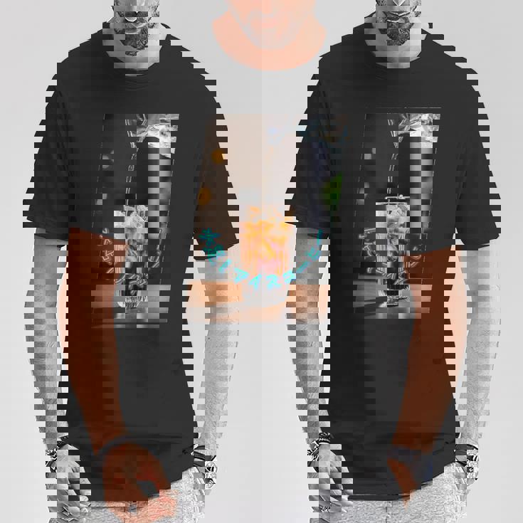 おもしろ 面白い コーヒー アイスコーヒー おもしろい 水 氷 グラス Tシャツ 面白い贈り物