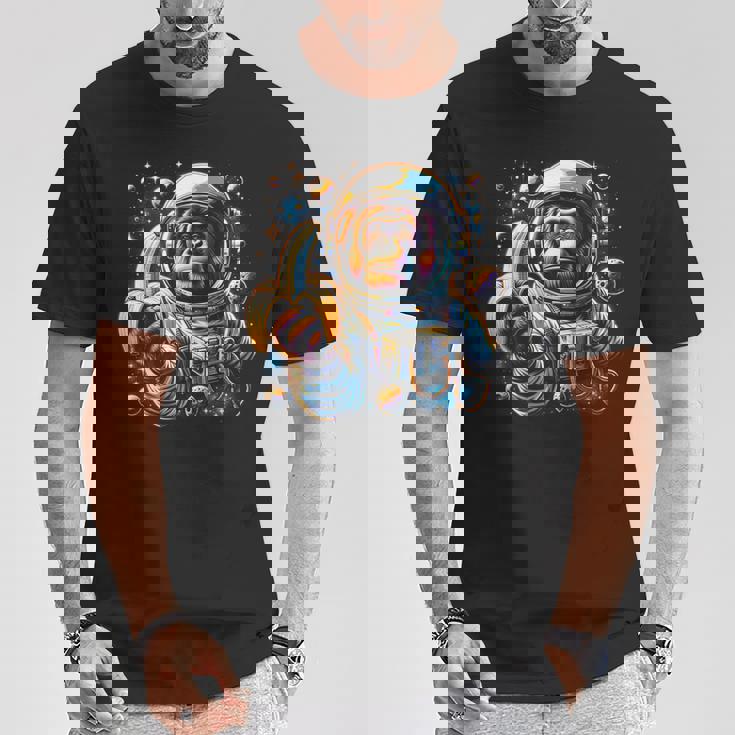 面白い サイケデリック 猿 宇宙飛行士 グラフィック メンズ Tシャツ 面白い贈り物