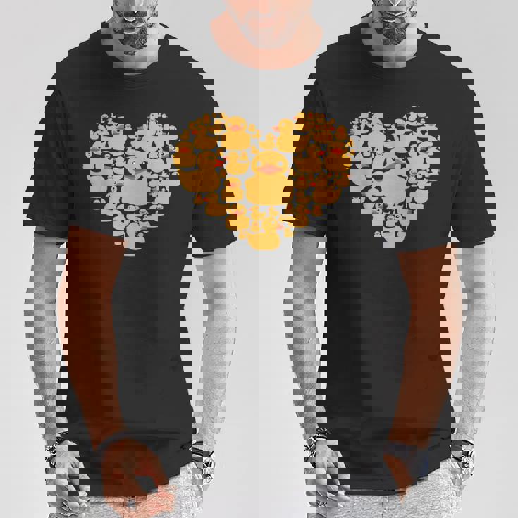 面白い ラバーダック ギフト メンズ レディース クールラバー アヒル ハート Tシャツ 面白い贈り物