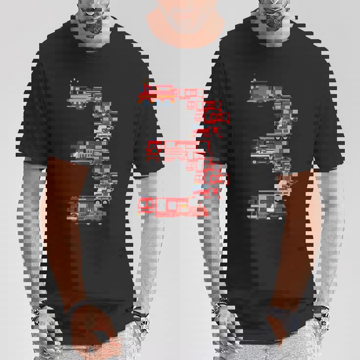 面白い3歳の幼児消防士キッズ消防車3位 Tシャツ 面白い贈り物