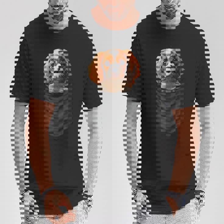 面白いtシャツ キャバリア ポケット イヌ わんこ メンズ 犬好き グッズ おもしろ 面白い 服 ネタ Tシャツ 面白い贈り物