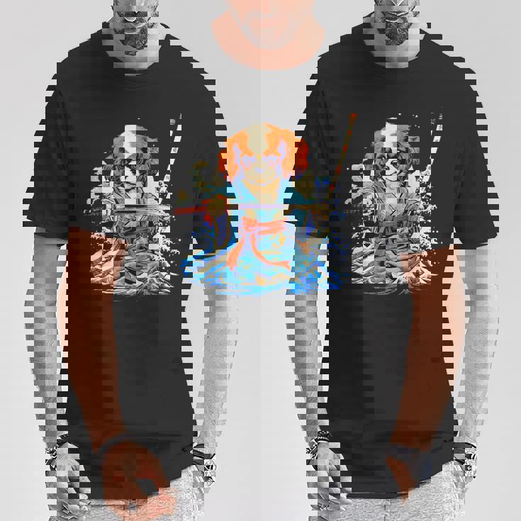 面白いtシャツ キャバリア 浮世絵 イヌ わんこ メンズ 犬好き グッズ おもしろ 面白い 服 ネタ わんこ Tシャツ 面白い贈り物