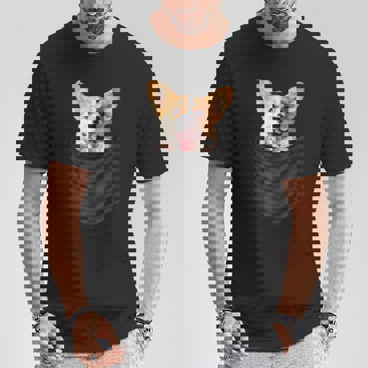 面白いtシャツ コーギー ポケット イヌ わんこ メンズ 犬好き グッズ おもしろ 面白い 服 ネタ Tシャツ 面白い贈り物