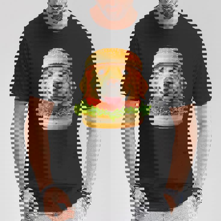 面白いtシャツ ゴールデンレトリバー 犬 ハンバーガー メンズ グッズ かわいい おもしろ 面白い 服 ネタ Tシャツ 面白い贈り物