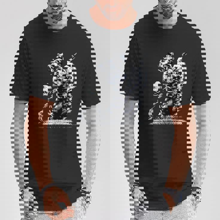 面白いtシャツ シュナウザー ゴルフ イヌ メンズ 犬好き グッズ かわいい おもしろ 面白い 服 ネタ Tシャツ 面白い贈り物