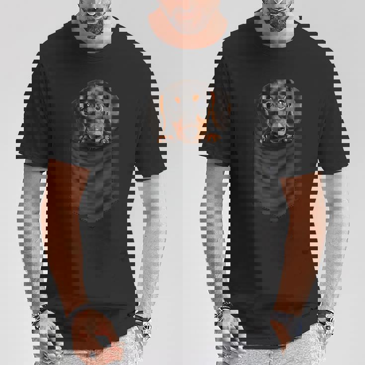 面白いtシャツ ダックスフンド ポケット イヌ わんこ メンズ 犬好き グッズ おもしろ 面白い 服 ネタ Tシャツ 面白い贈り物