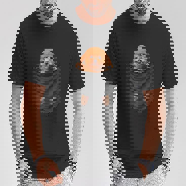 面白いtシャツ トイプードル ポケット イヌ わんこ メンズ 犬好き グッズ おもしろ 面白い 服 ネタ Tシャツ 面白い贈り物