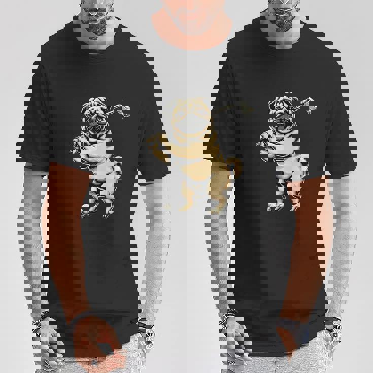 面白いtシャツ パグ ゴルフ イヌ わんこ メンズ 犬好き グッズ かわいい おもしろ 面白い 服 ネタ Tシャツ 面白い贈り物