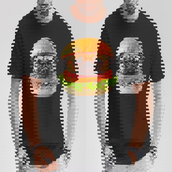 面白いtシャツ パグ 犬 ハンバーガー メンズ 犬好き グッズ かわいい おもしろ 面白い 服 ネタ Tシャツ 面白い贈り物