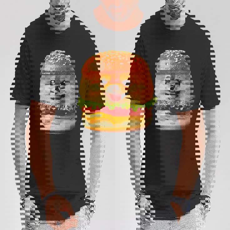 面白いtシャツ ポメラニアン 犬 ハンバーガー メンズ 犬好き グッズ かわいい おもしろ 面白い 服 ネタ Tシャツ 面白い贈り物