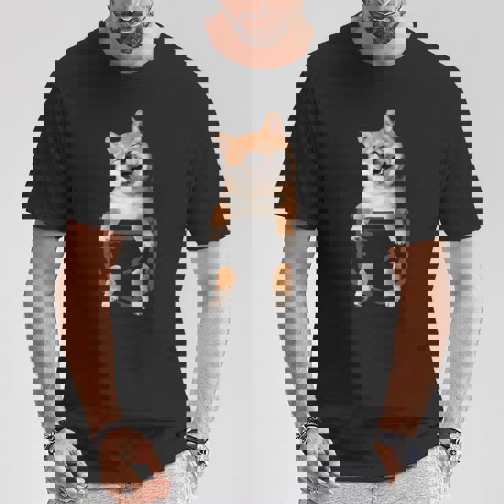 面白いtシャツ 柴犬 ポケット イヌ わんこ メンズ 犬好き グッズ かわいい おもしろ 面白い 服 ネタ Tシャツ 面白い贈り物