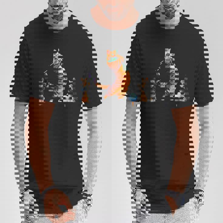 面白いtシャツ 猫 ネコ ゴルフ にゃんこ メンズ 猫好き グッズ かわいい おもしろ 面白い 服 ネタ Tシャツ 面白い贈り物