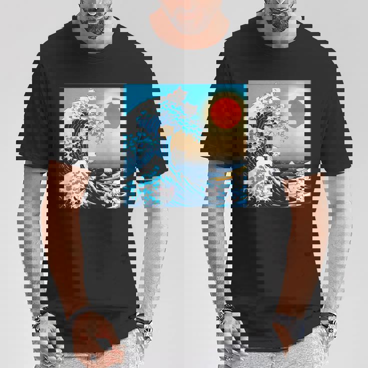 面白いtシャツ 猫 ネコ 浮世絵 海 メンズ 猫好き グッズ おもしろ 面白い 服 ネタ にゃんこ 猫の下僕 Tシャツ 面白い贈り物