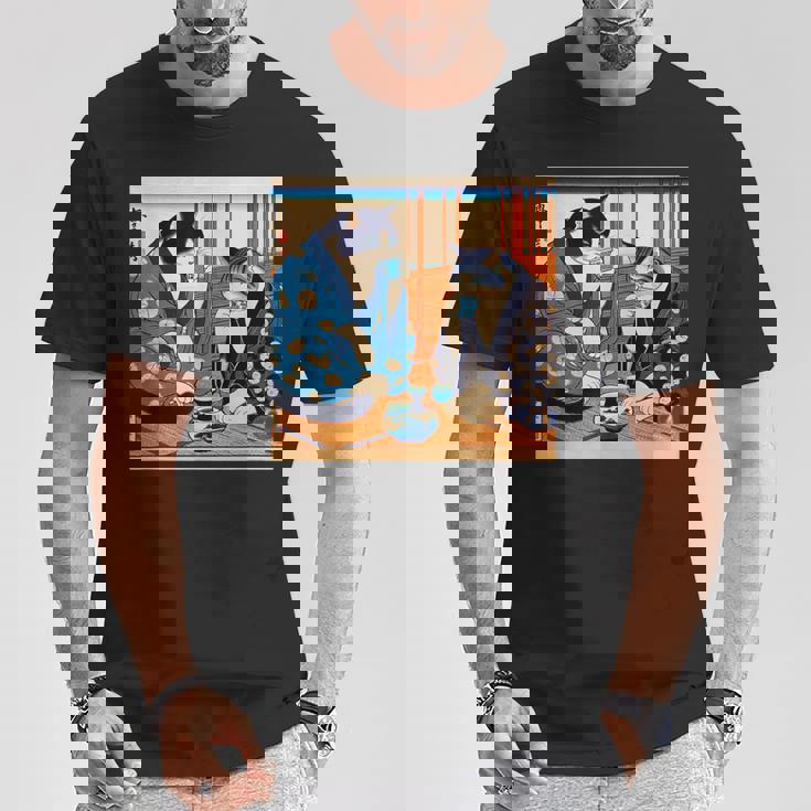 面白いtシャツ 猫 ネコ 酒 メンズ 猫好き グッズ おもしろ 面白い 服 ネタ にゃんこ 猫の下僕 浮世絵 Tシャツ 面白い贈り物