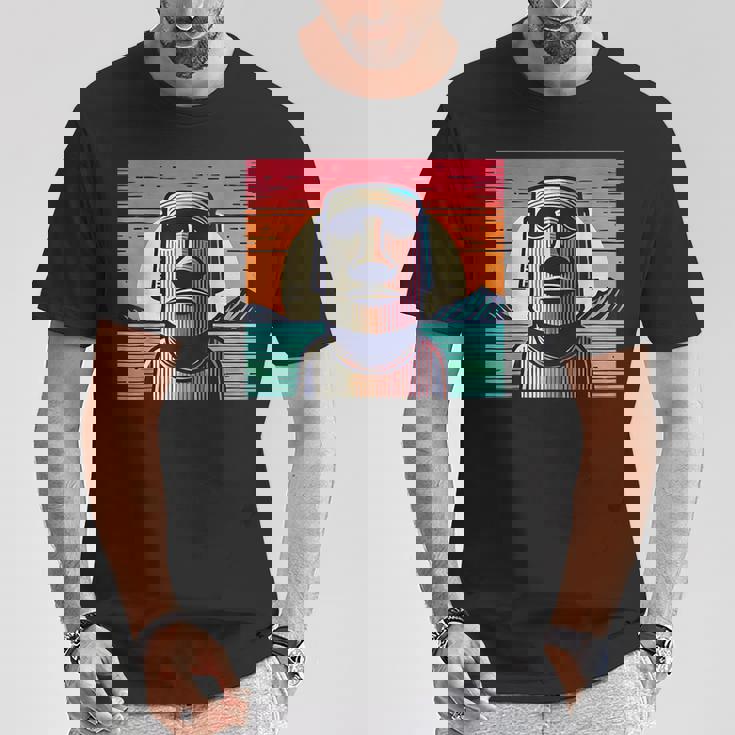 面白いイースター島像 レトロなモアイヘッドラパヌイv3 Tシャツ 面白い贈り物