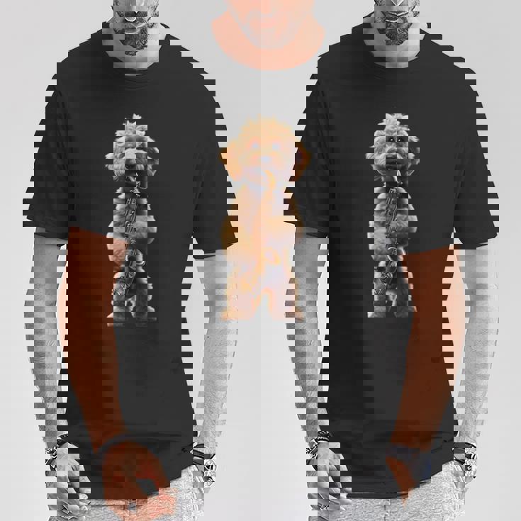 面白いオーケストラ サクソフォン ミュージシャン 落書き 犬 サックス Tシャツ 面白い贈り物