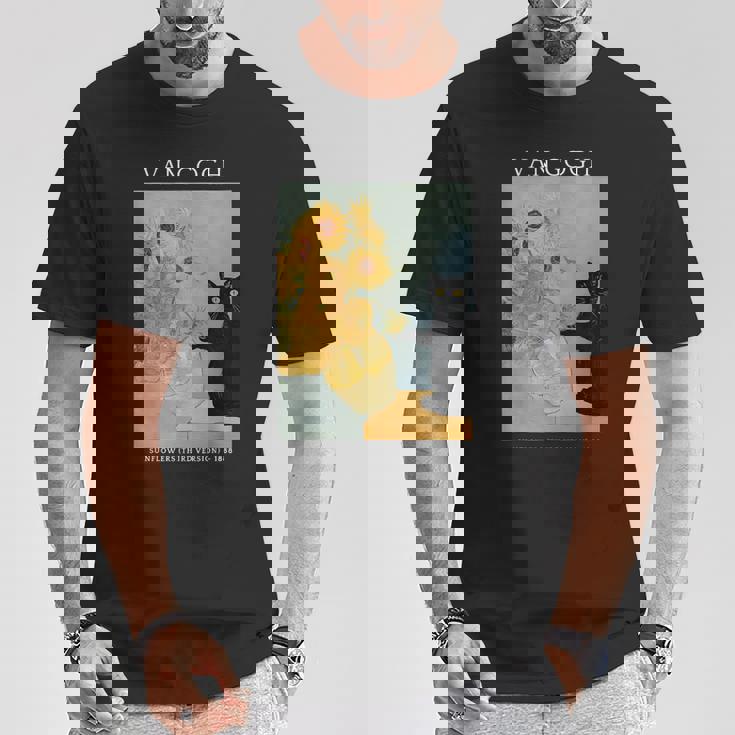 面白いゴッホ ひまわり 猫 ミーム ゴッホ アート Tシャツ 面白い贈り物