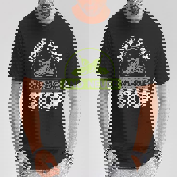 面白いスナップポップと決して止まらない日本料理 枝豆好き。 Tシャツ 面白い贈り物