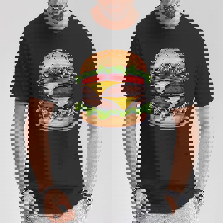 面白いチーズバーガーハンバーガーデザイン キッズ 男女兼用 Tシャツ 面白い贈り物