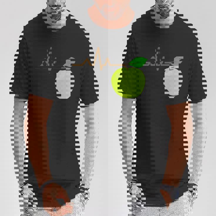 面白いハートビートekgアップルフルーツフルーツアップルギフト Tシャツ 面白い贈り物