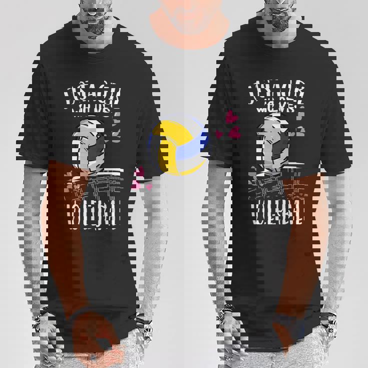 面白いバレーボール愛好家バレーボールを愛するただの女の子 Tシャツ 面白い贈り物