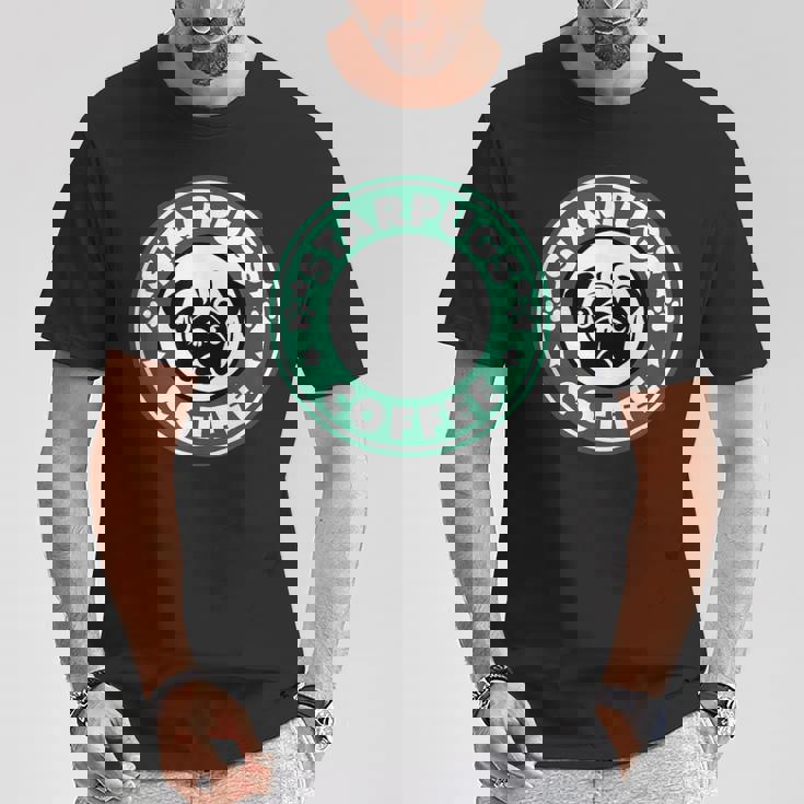 面白いパグ&コーヒー Tシャツ 面白い贈り物