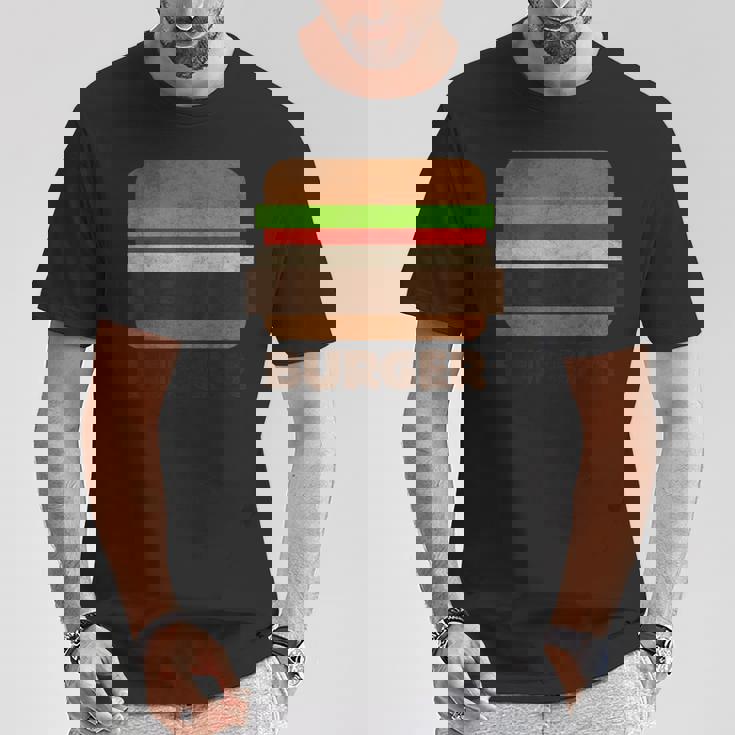 面白いフードハンバーガーのグラフィック。男性と男の子用。 Tシャツ 面白い贈り物