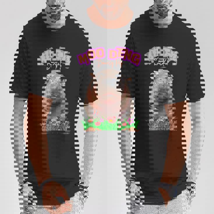 面白いムーデンかわいい赤ちゃんの有名なピグミーカバ Tシャツ 面白い贈り物