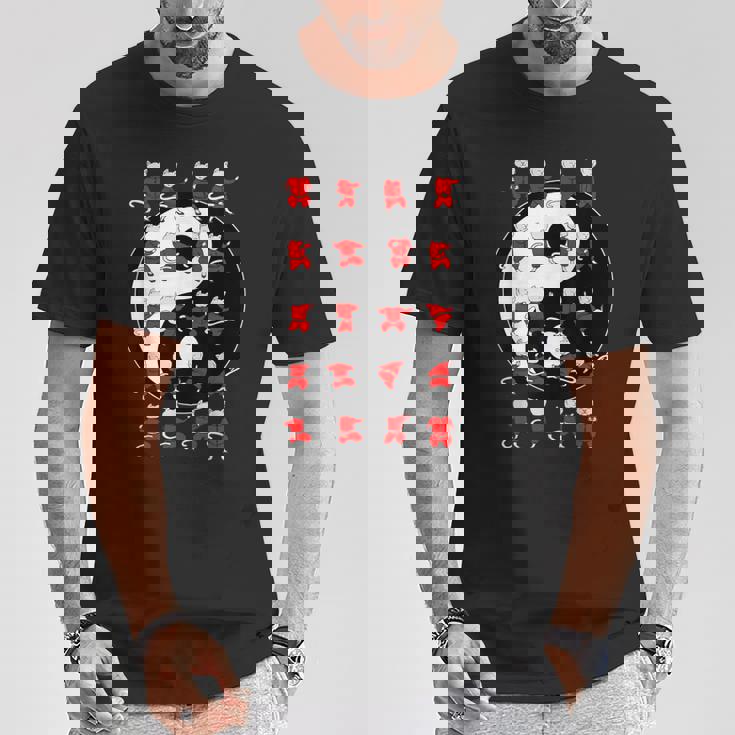 面白い太極拳猫が陰陽のデザインを動かす Tシャツ 面白い贈り物