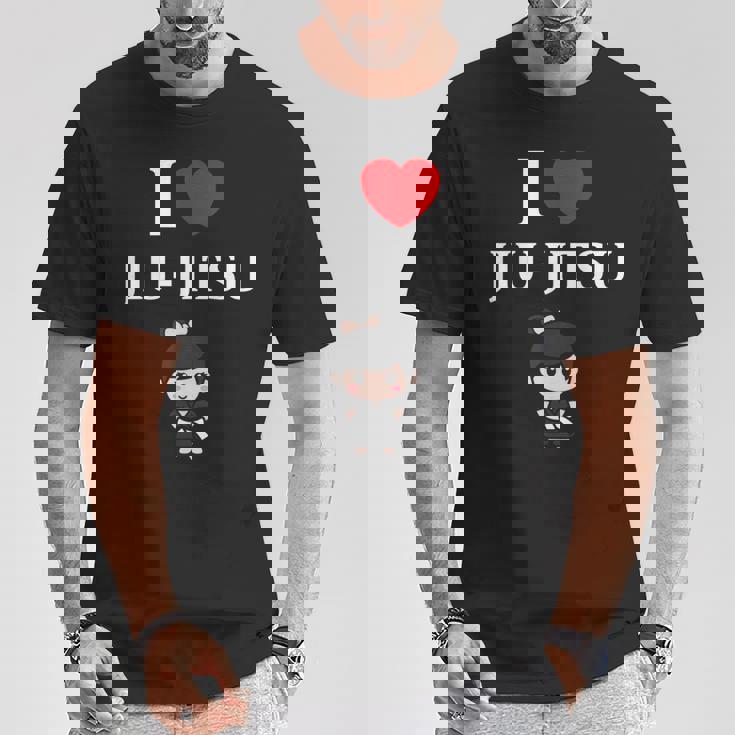面白い柔術スポーツミニマリストかわいいシンプル柔術 I Love Jiu Jitsu Tシャツ 面白い贈り物