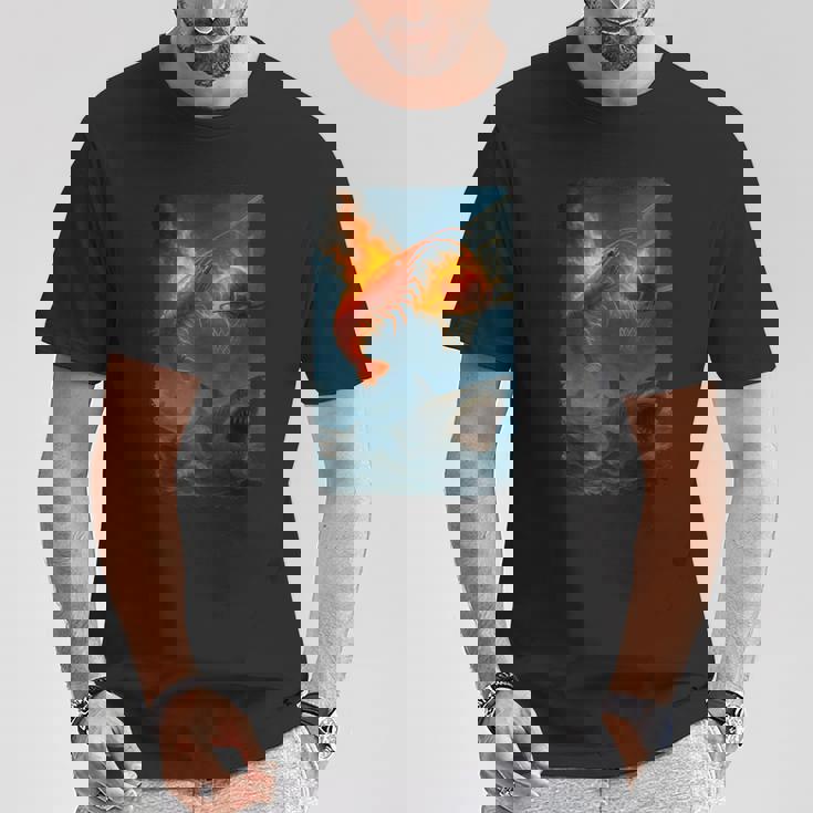 面白い燃えるようなエビスラムダンキングサメのミーム。 Tシャツ 面白い贈り物