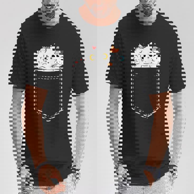 面白い猫 ポケット かわいい カワイイ キティ ラブ キャット ポケット付き Tシャツ 面白い贈り物