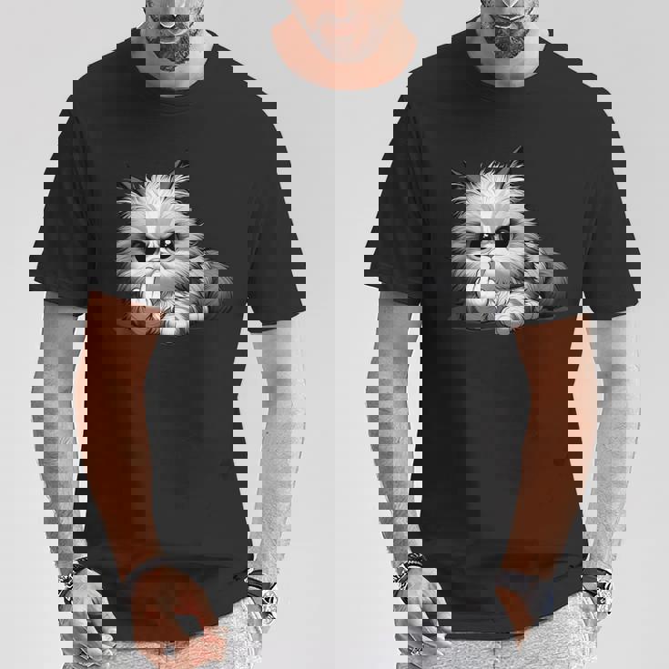 面白い猫 中指 皮肉 いたずらな 発言 Tシャツ 面白い贈り物