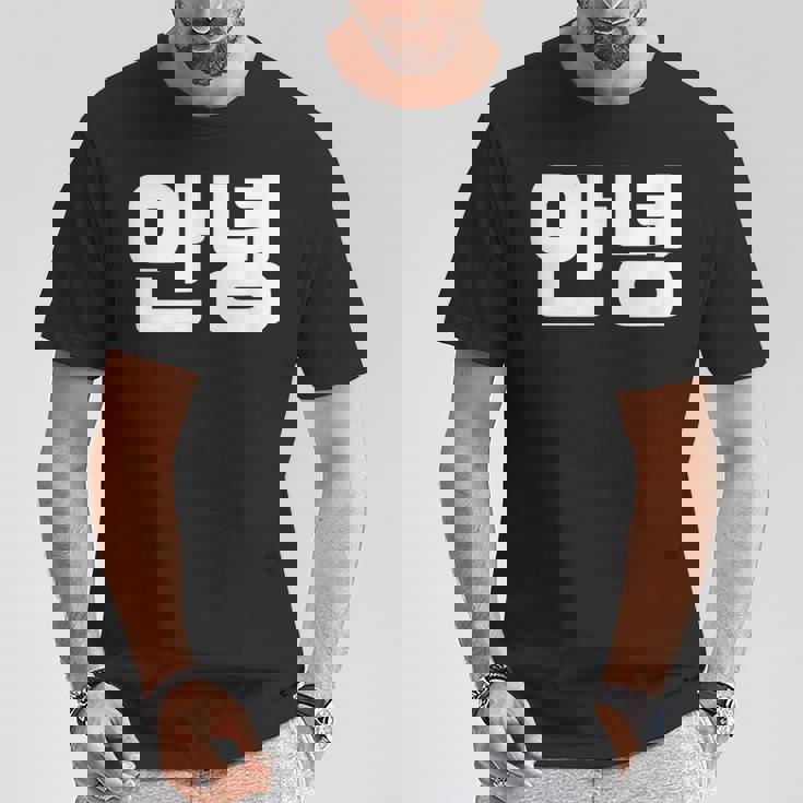 韓国語 面白tシャツ メンズ 韓国語での挨拶 こんにちは アンニョン 服 おもしろ 韓国 Tシャツ 面白い贈り物
