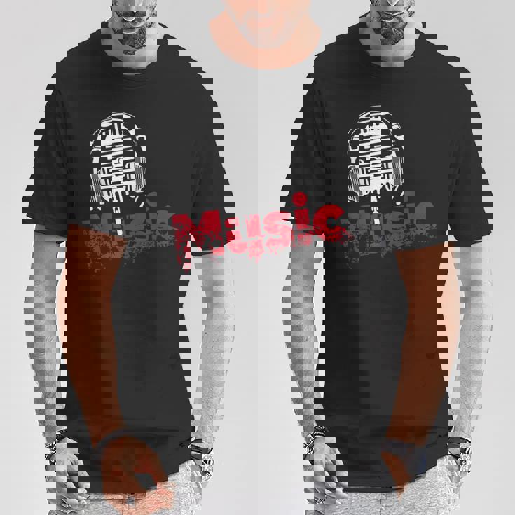 音楽 マイク ヘッドホン 日常 テキスト シンプル レトロ Tシャツ 面白い贈り物