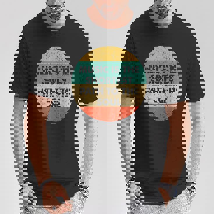 音楽は魂への最短の道 レトロミュージシャン アーティスト Tシャツ 面白い贈り物