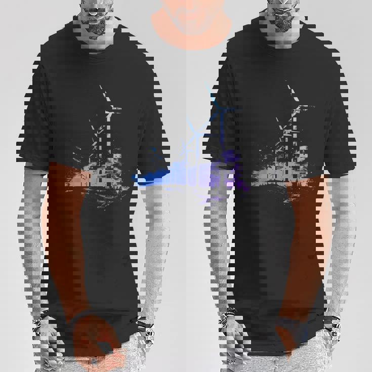 風力発電所 風車 タービン 再生可能エネルギー Tシャツ 面白い贈り物