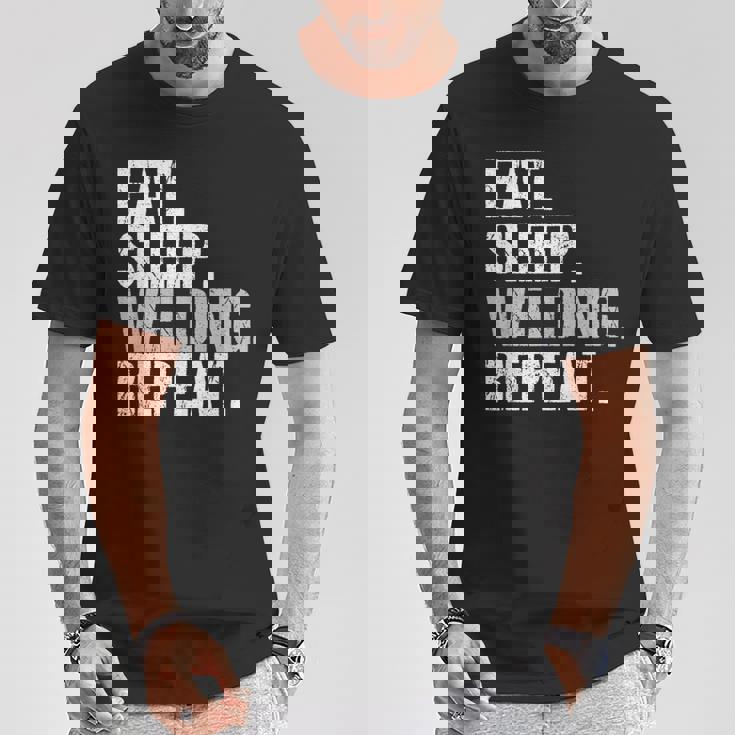 食べる睡眠溶接リピート溶接機 Tシャツ 面白い贈り物