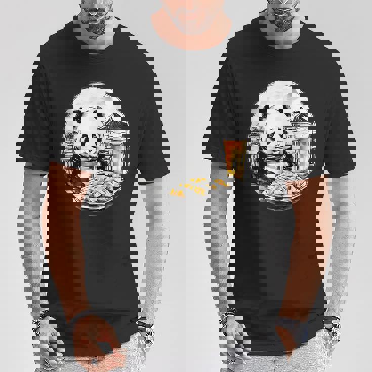 餃子 パンダ おもしろ 面白い ギョーザ ビール 和風 Tシャツ 面白い贈り物