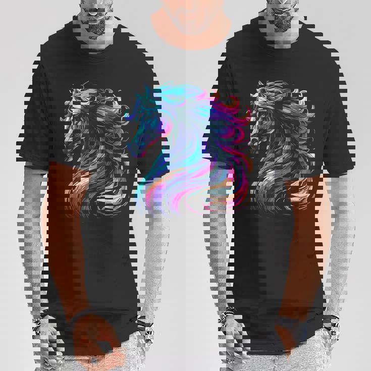 馬愛好家のための鮮やかな馬のファンタジー Tシャツ 面白い贈り物