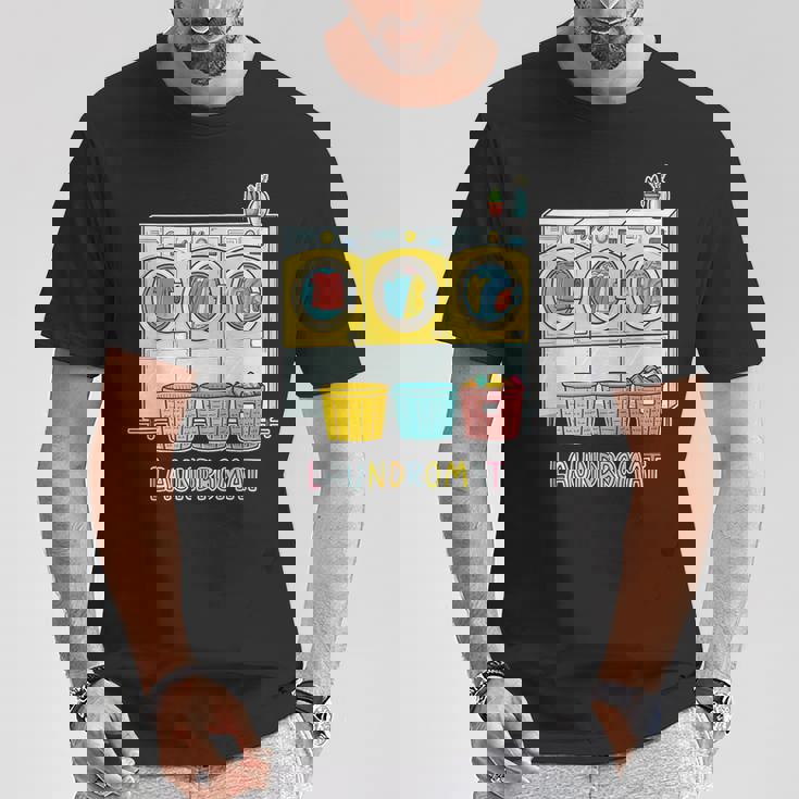 鮮やかでカラフルなコインランドリーテーマ カジュアル Tシャツ 面白い贈り物