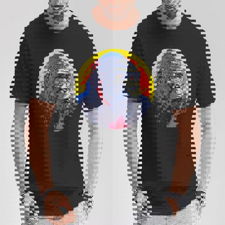 鮮やかなゴリラのイラスト、大胆な色。 Tシャツ 面白い贈り物