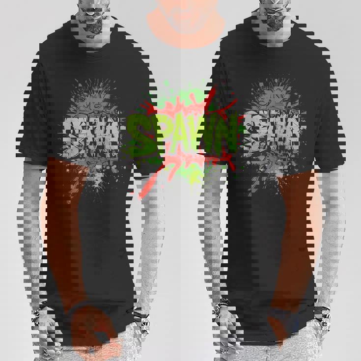 鮮やかな色とクールなスポーンステートメントコスチューム。 Tシャツ 面白い贈り物