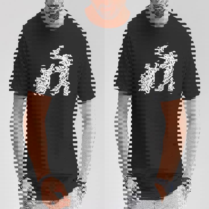 鳥獣戯画《蛙と兎・相撲》かえる うさぎ【日本・世界の名画】日本画 和柄 美術館アート Tシャツ 面白い贈り物