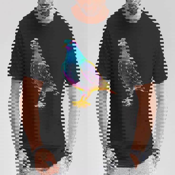 鳩 カラフル 動物 動物園 アートワーク 鳩 Tシャツ 面白い贈り物