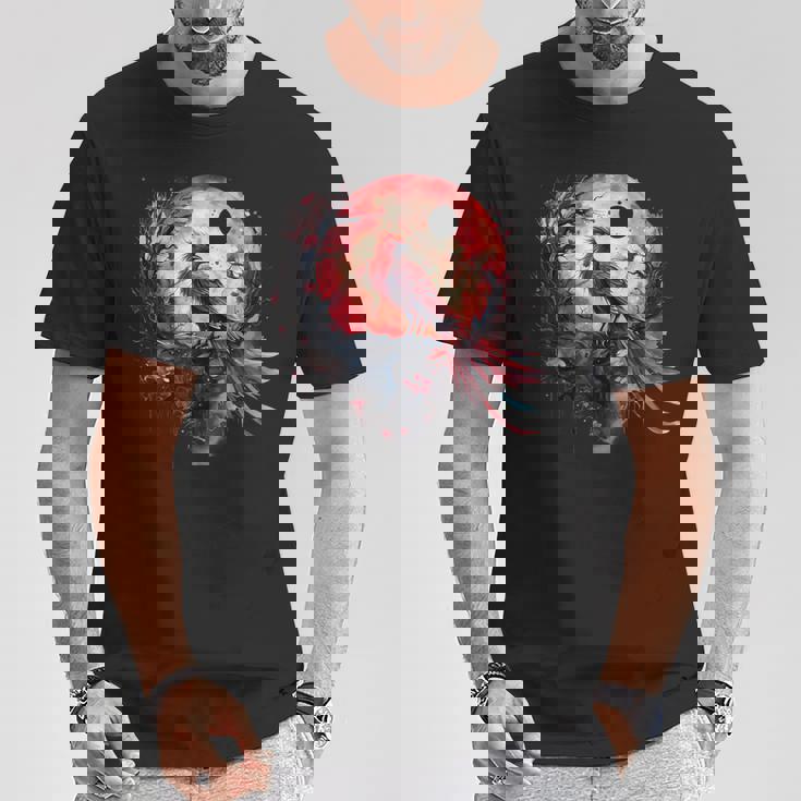 鳳凰 月 火 鳳凰 鳥 桜 木 神話 鳥 Tシャツ 面白い贈り物