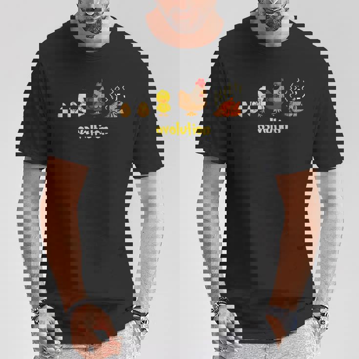 おもしろ 鶏の一生 Ovolution 食物連鎖 Tシャツ 面白い贈り物