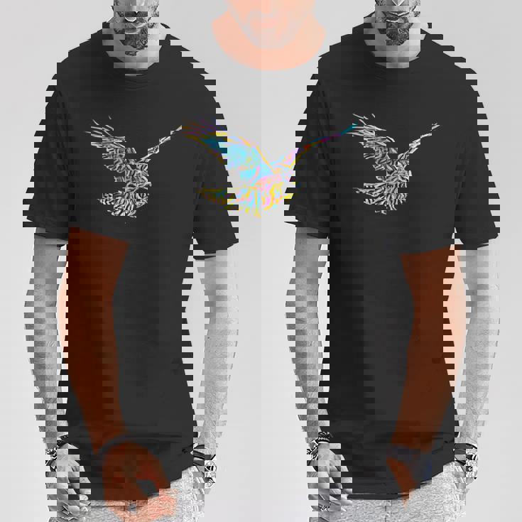 鷹モチーフ 鳥 獲物 くちばし 爪 カラフル 鳥 ハヤブサ Tシャツ 面白い贈り物