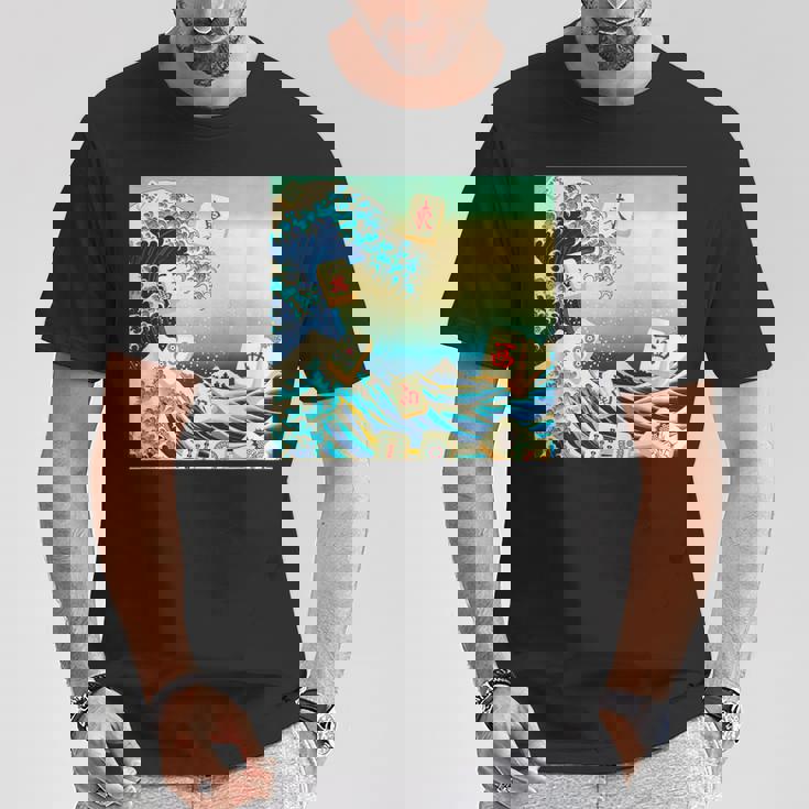 麻雀 おもしろ グッズ 服 筆文字 面白いtシャツ 文字入り 面白い 文字 ネタ メンズ 葛飾北斎 浮世絵 風 Tシャツ 面白い贈り物