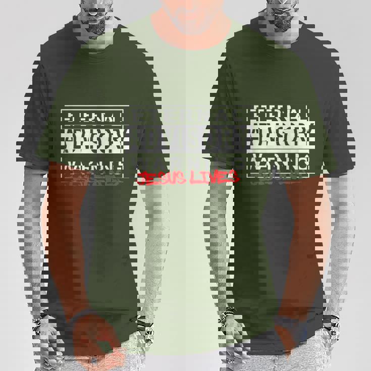 Eternal Advisory Warning Jesus Lives Cool Christmas Tシャツ 面白い贈り物